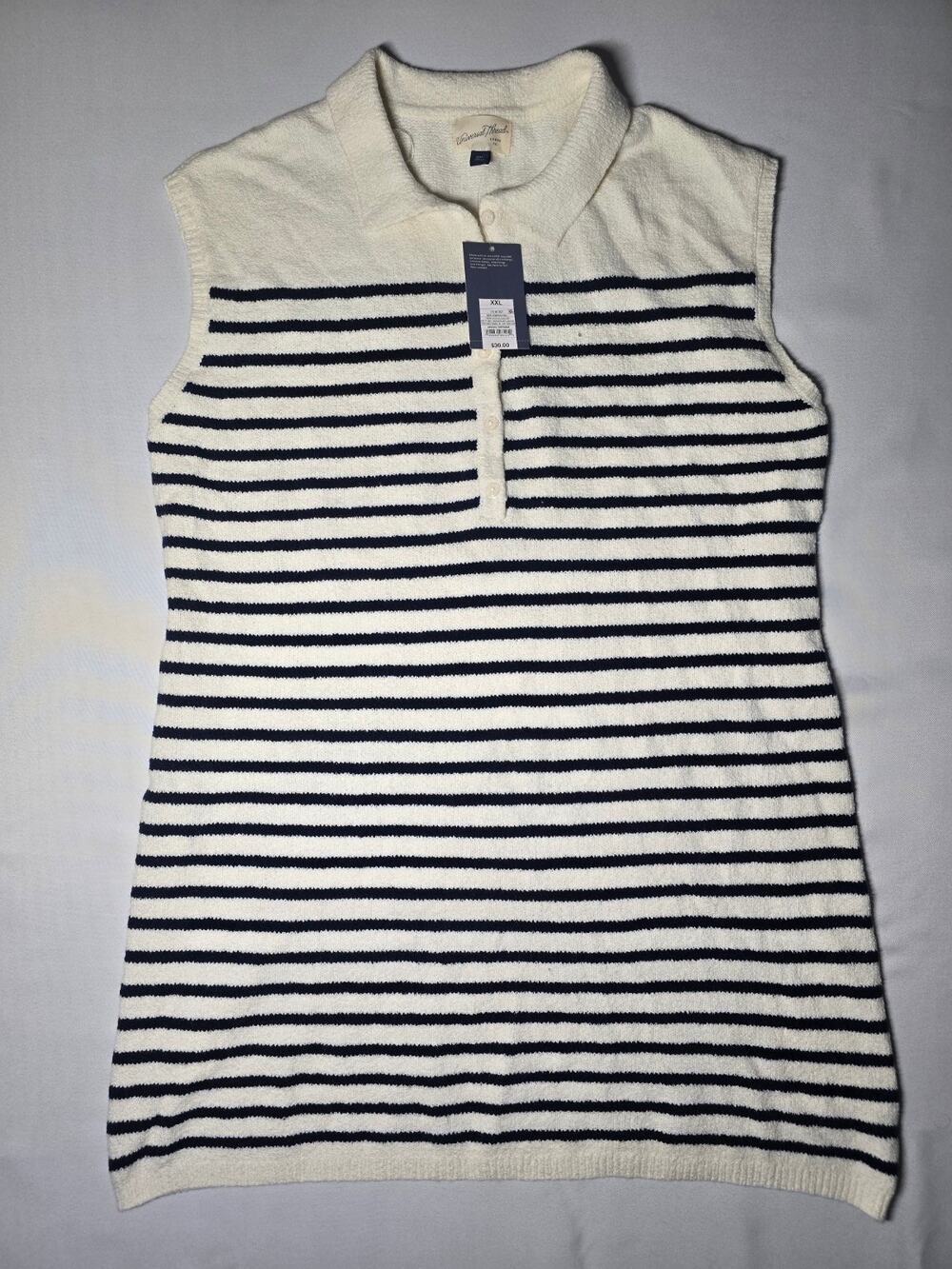 Universal Thread Navy Stripe Textured Knit Polo Sweater Dress